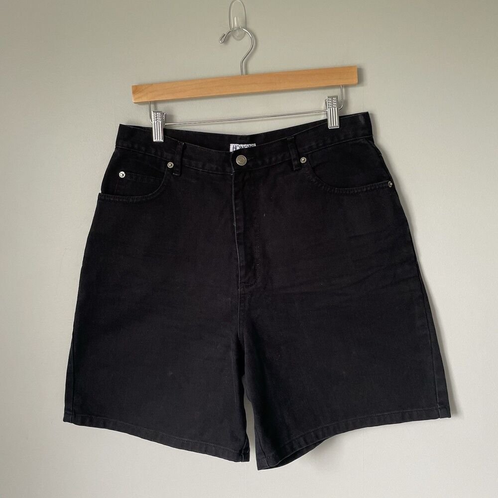 Honors Vintage 1990's High-Rise Denim Shorts 100% Cotton Black Women's Size 12